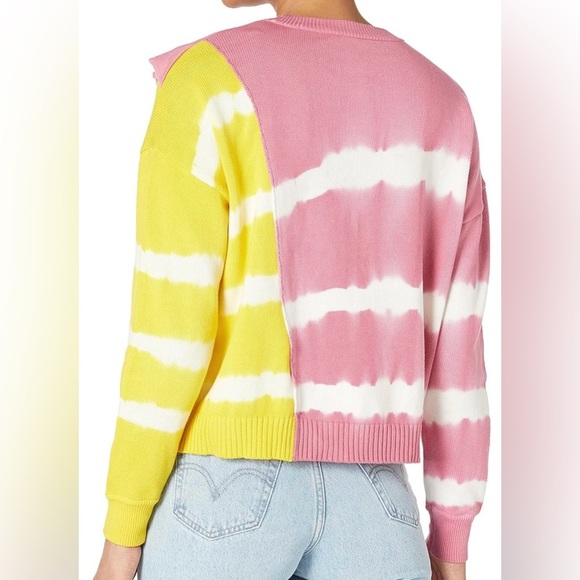 New Parker Jorja asymmetrical tie dye ruffle combo oversized sweater Small - Picture 2 of 7